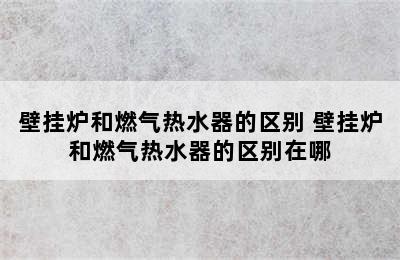 壁挂炉和燃气热水器的区别 壁挂炉和燃气热水器的区别在哪